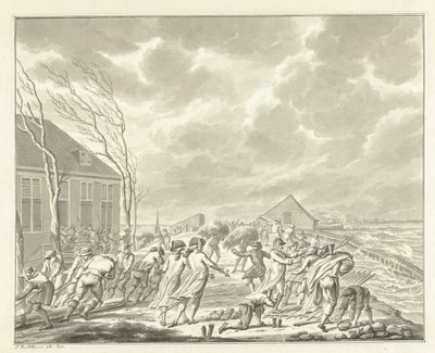 Die Überschwemmung des Diemerzeedijk bei Amsterdam, 1776 von Jan Bulthuis (signed by artist)
