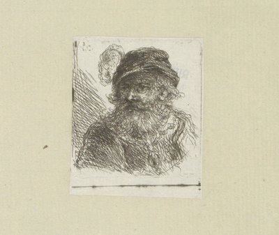 Bärtiger Mann mit Federhut von Jan Chalon