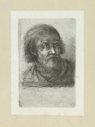 Bebaarde man, naar rechts von Jan Chalon