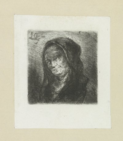 Alte Frau mit schwarzem Schleier von Jan Chalon