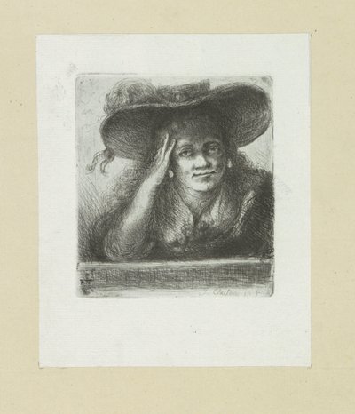 Frau mit rundem Hut von Jan Chalon