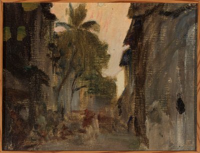 Bombay - Straße, Bambuspalmen. Aus der Reise nach Indien von Jan Ciągliński