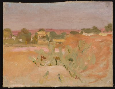 Rosa Landschaft mit Kakteen. Aus einer Reise nach Indien von Jan Ciągliński