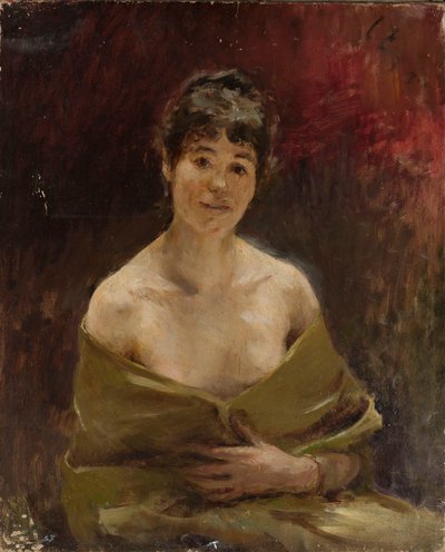 Studie eines Modells in grüner Draperie von Jan Ciągliński