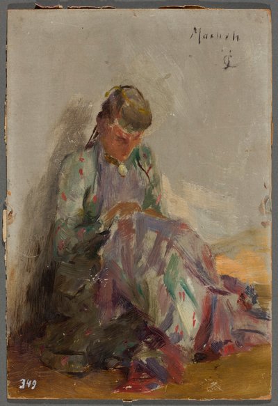 Nähendes Mädchen - Tatarin. Von einer Reise auf die Krim von Jan Ciągliński