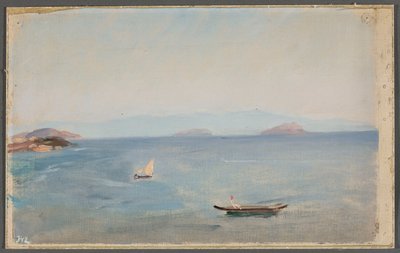 Blick auf eine bergige Küste am Meer. Aus der Reise nach Konstantinopel von Jan Ciągliński