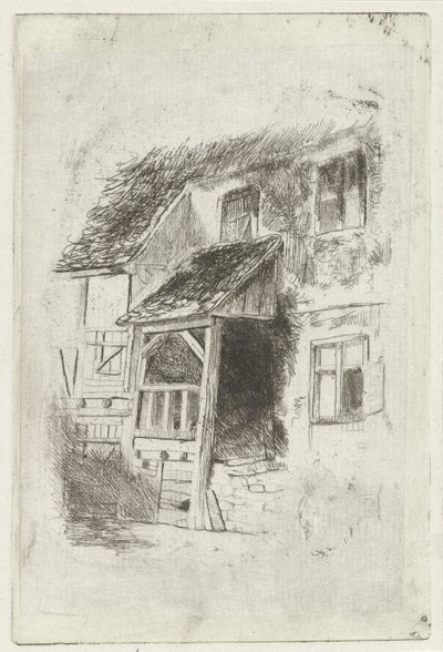 Fassade eines Hauses mit überdachtem Aufgang von Jan Diederikus Kruseman