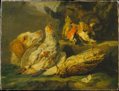 Stillleben mit Jagdhund und totem Federwild von Jan Fyt