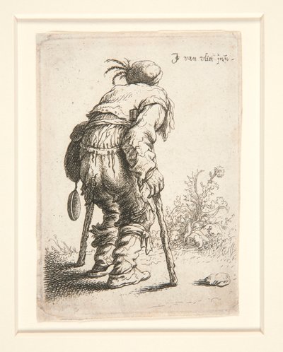 Ein Bettler mit zwei Krücken von Jan Georg van Vliet