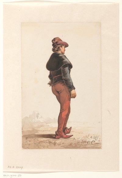 Stehender Landsknecht in burgundischer Tracht, von hinten von Jan Gerard Smits