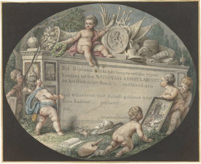 Entwurf einer Eintrittskarte für das National Kunstkabinet im Huis ten Bosch von Jan Gerard Waldorp (possibly)