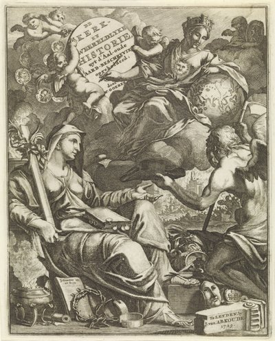 Allegorie auf die Kirchen- und Weltgeschichte (Titelblatt für Willem Goeree, De kerklyke en weereldlyke historien. 1729) von Jan Goeree