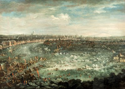Die Themse während des großen Frosts von 1739 von Jan Griffier II
