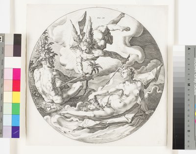 Die Erschaffung des trockenen Landes und der Meere, ca. 1589 von Jan Harmensz Muller