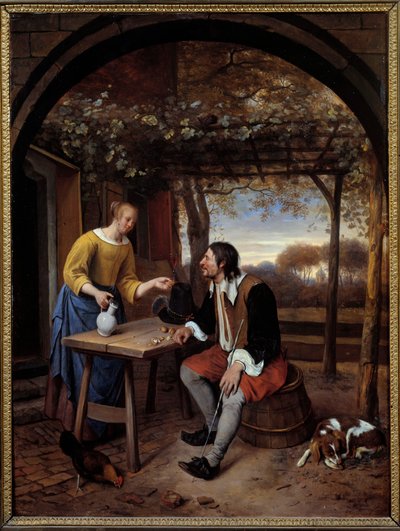 Die Rast des Reisenden. Gemälde von Jan Steen (1626-1679) von Jan Havicksz. Steen