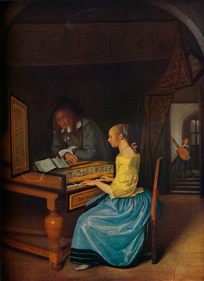 Eine junge Frau spielt einem jungen Mann Cembalo, 1659 von Jan Havickszoon Steen