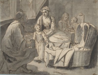 Interieur mit einer Familie mit Kindern von Jan Josef Horemans (II) (possibly)