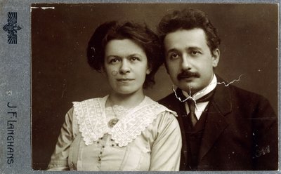 Carte-de-visite Porträtfotografie von Albert Einstein und Mileva Einstein-Maric, 1911 von Jan Langhans