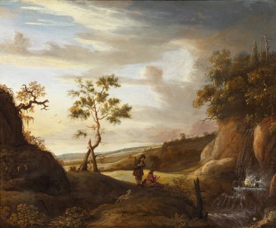 Landschaft mit einem Künstler, der einen Wasserfall malt, 1640er Jahre von Jan Lievens