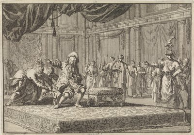 Dem französischen Gesandten in Konstantinopel wird der Sessel entrissen, den er neben den Sessel des Großwesirs gestellt hatte, 1677 von Jan Luyken