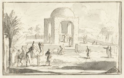 Ansicht einer Moschee oder eines Tempels in der Wüste von Jan Luyken