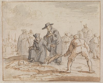 Die Lebendbestattung von Anneke van den Hove in Brüssel, 1591 von Jan Luyken