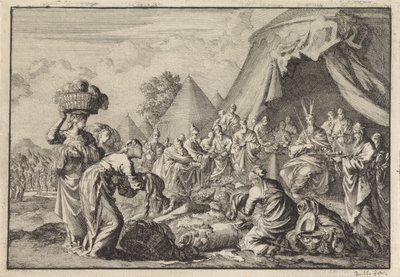 Israeliten bringen ihre Kostbarkeiten für den Bau des Tabernakels von Jan Luyken