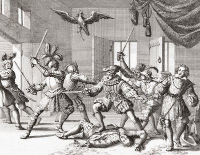 John und Alexander Ruthven versuchen, James VI. von Schottland zu entführen oder zu töten von Jan Luyken