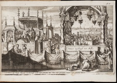 Die große Wasserweihe in Moskau (Russland) (jährliche religiöse Zeremonie mit Prozession) - Werk von Jan (Johannes) Luyken (1649-1712), Gravur (20,1x30 cm) von Jan Luyken