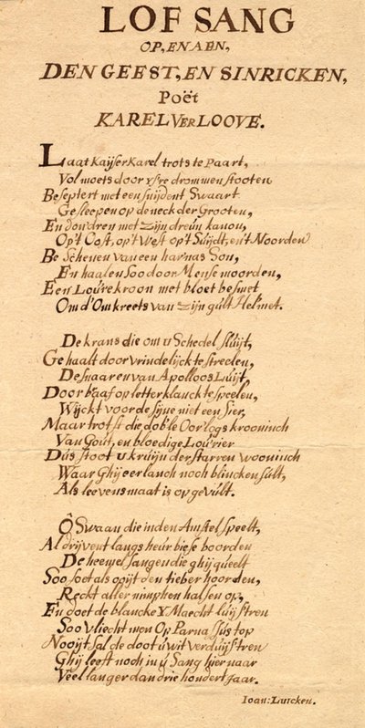 Lofsang op en aen den geest- en sinricken poét Karel Verloove von Jan Luyken