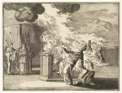 Nadab und Abihu von Flammen getötet von Jan Luyken