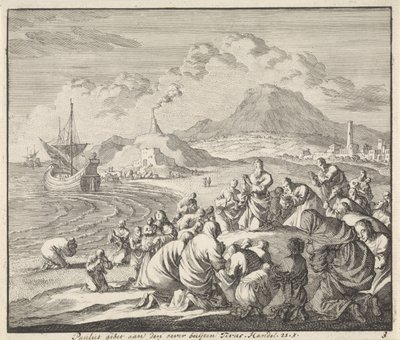Paulus betet am Strand von Tyrus von Jan Luyken
