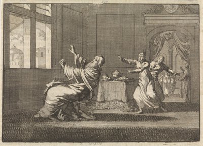 Papst Innozenz XII. fällt kurz nach seiner Wahl aus dem Fenster des Quirinals, 1691 von Jan Luyken