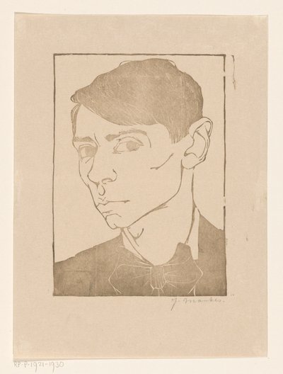 Selbstporträt mit Fliege von Jan Mankes