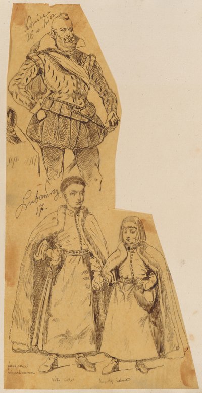 Skarbczyk. Lubomirscy – reifer Mann aus dem 16. Jh. und zwei stehende Jungen aus dem 17. Jh. von Jan Matejko