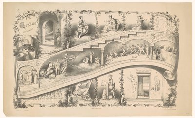 Darstellung der Laufbahn eines Leidener Studenten, 1871 (Gradus Academici) von Jan Mesker