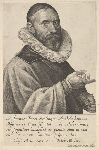 Porträt von Jan Pietersz Sweelinck, Organist und Musiker in Amsterdam, 1624 von Jan Muller