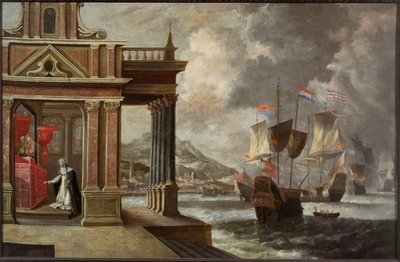 Die Schlacht von Lepanto: Heilige Katharina von Ricci und die Einschiffung, 1671 von Jan Peeters the Elder