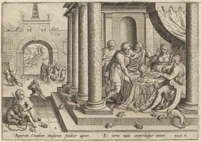 Die Froschplage von Jan Sadeler I, after Maarten van Cleef