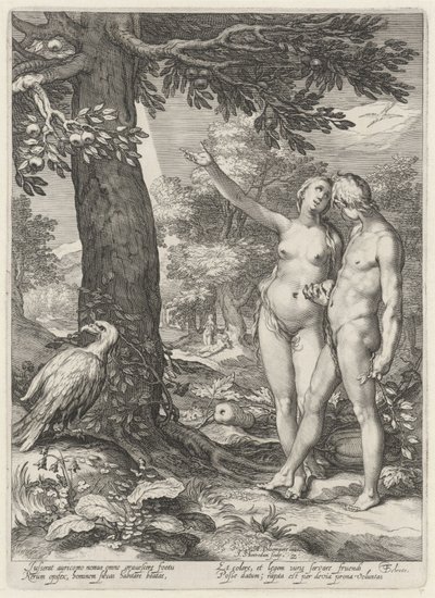 Adam und Eva vor dem Baum der Erkenntnis von Gut und Böse von Jan Saenredam