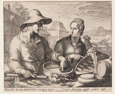 Bauer und seine Frau auf dem Markt von Jan Saenredam