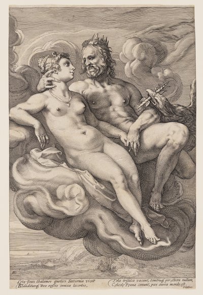 Jupiter und Juno auf den Wolken sitzend, aus Drei gepaarte Götter und Göttinnen von Jan Saenredam