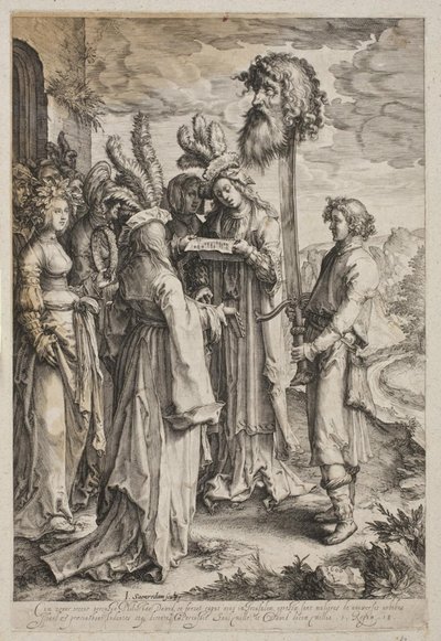 Die Israeliten jubeln David nach dem Sieg über Goliath zu von Jan Saenredam