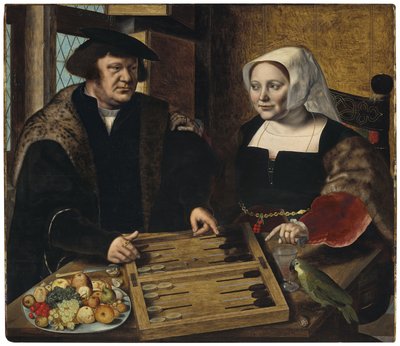 Porträt eines Paares beim Trictrac-Spiel von Jan Sanders van Hemessen