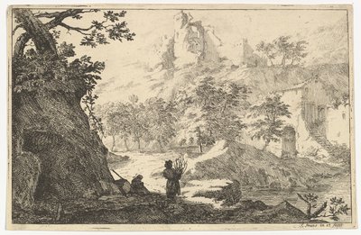 Landschaft mit Ruinen einer Burg auf einem Hügel, frühes 18. Jahrhundert von Jan Smees