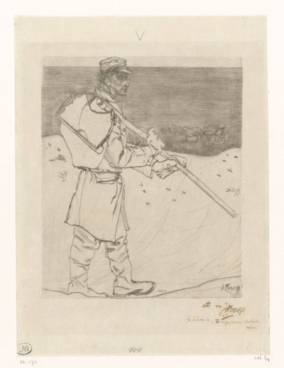 Muschelfischer mit Netz am Strand von Katwijk aan Zee von Jan Toorop (signed by artist)