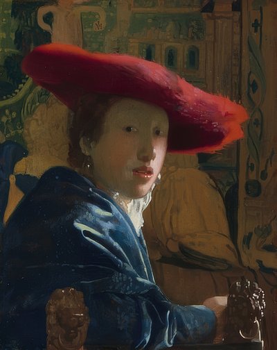 Mädchen mit rotem Hut von Jan Vermeer van Delft