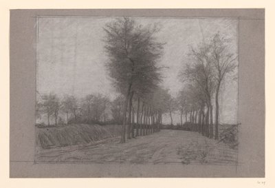 Landweg mit Bäumen auf beiden Seiten von Jan Veth