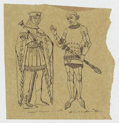 Zwei mittelalterliche Soldaten vor 1370 von Jan Veth