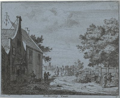 Ansicht des Gasthauses Emaus von Jan Vincentsz. van der Vinne